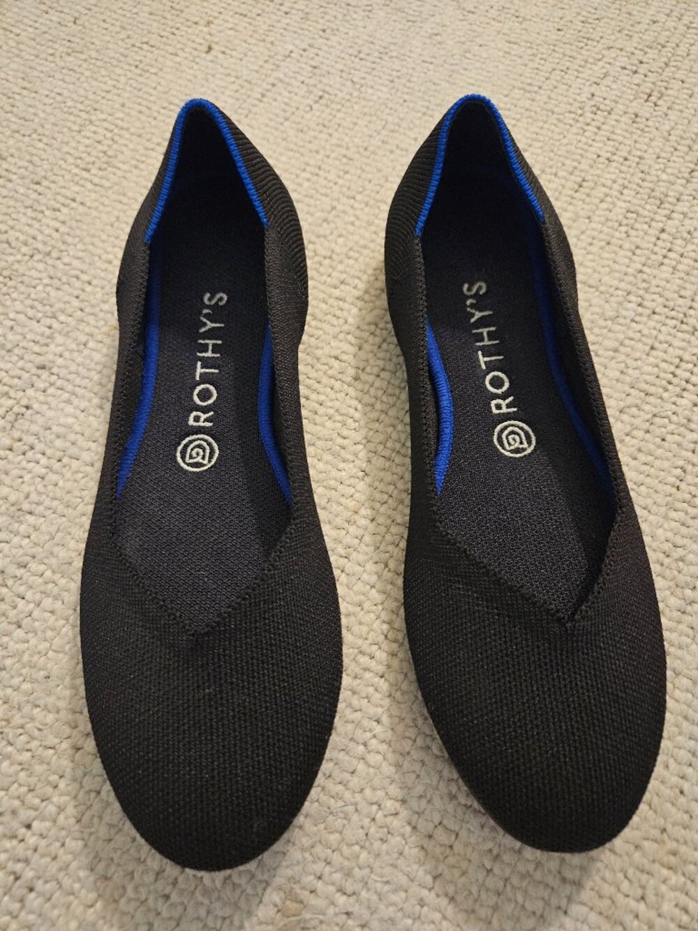 Rothy's Black Ballet Flats Size 9 Round Toe Knit Casual Commute The Flat